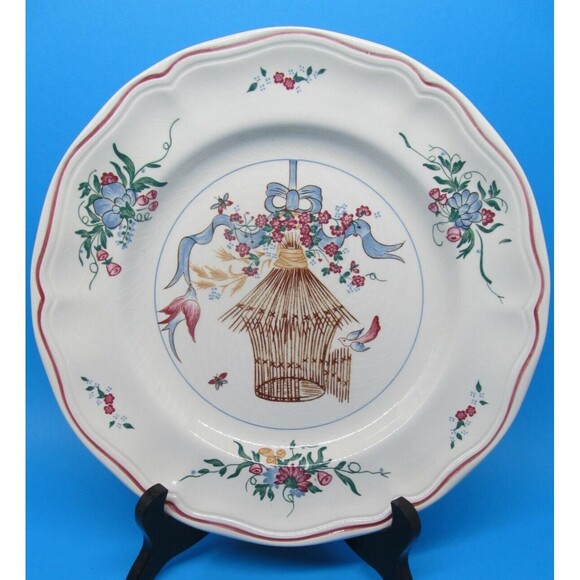 Longchamp Cheveuse Discontinued 10' Floral Birdcage Dinner Plate - Picture 1 of 8